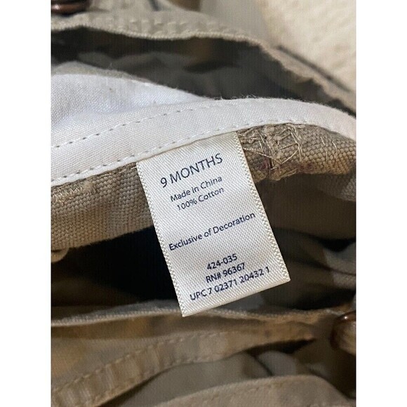 Cute OSHKOSH B'GOSH Tan Khaki Camping OVERALLS Sz 9 Months Moose Osh Kosh - Picture 6 of 7